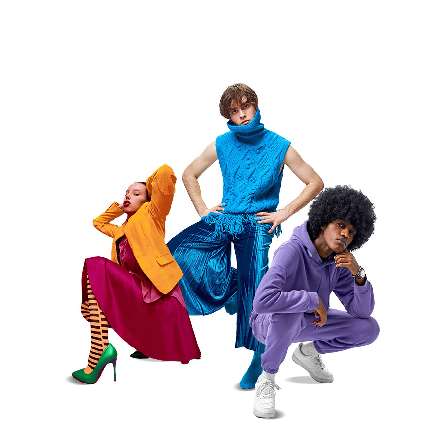3 people posing dressed in fashion