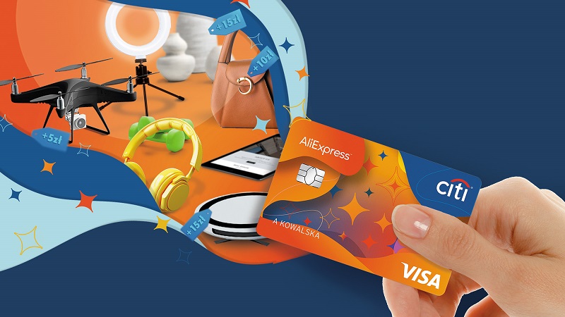 Grafika ilustracyjna do tekstu "Karta kredytowa AliExpress, Citi Handlowy i Visa. Co daje taka współpraca?"
