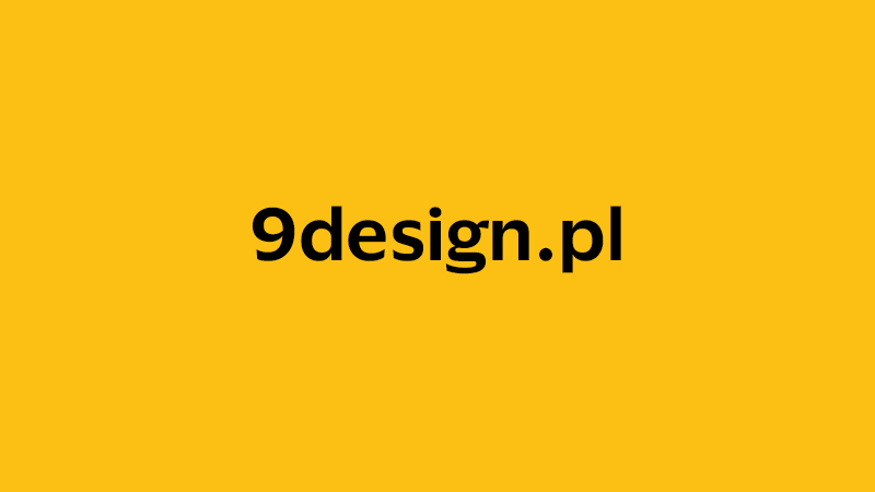 yellow square with company website name of 9design.pl