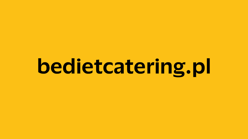 yellow square with company website name of bedietcatering.pl
