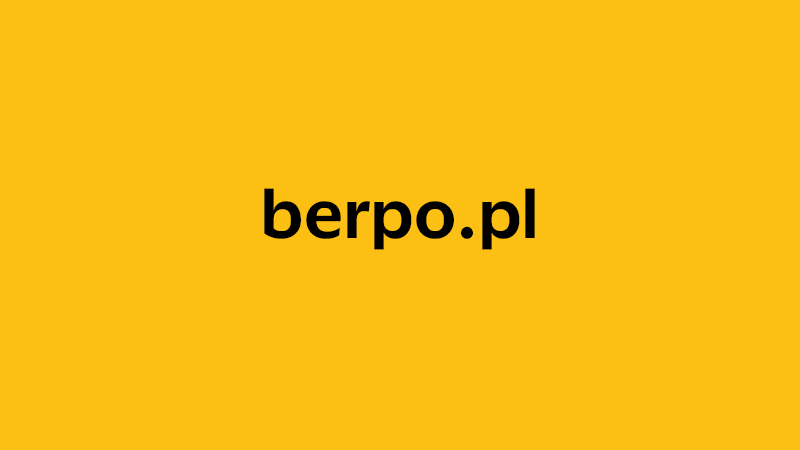yellow square with company website name of berpo.pl