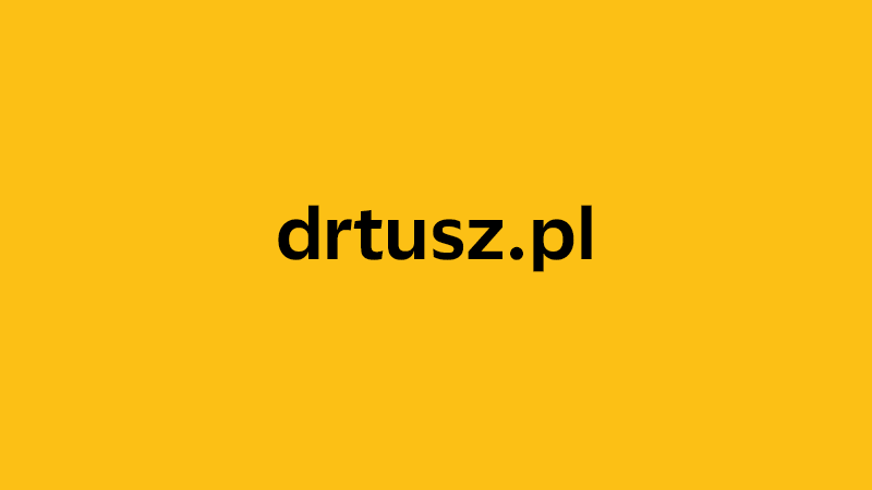 yellow square with company website name of drtusz.pl