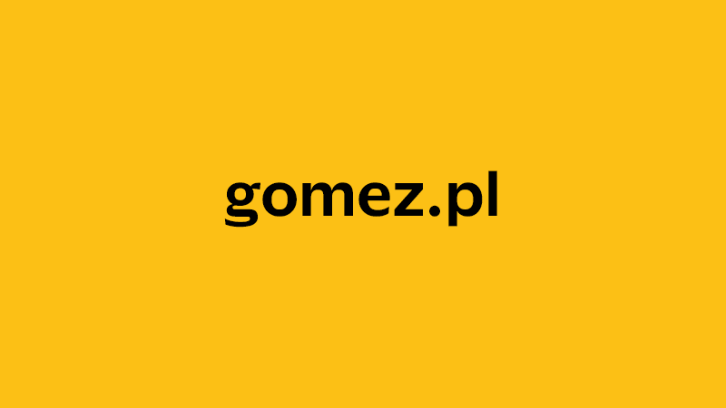 yellow square with company website name of gomez.pl