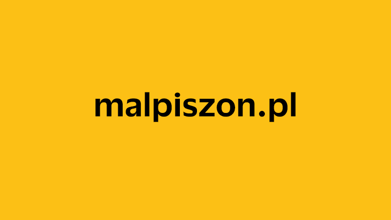 yellow square with company website name of malpiszon.pl