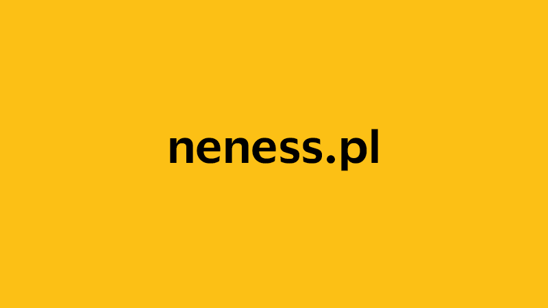 yellow square with company website name of neness.pl