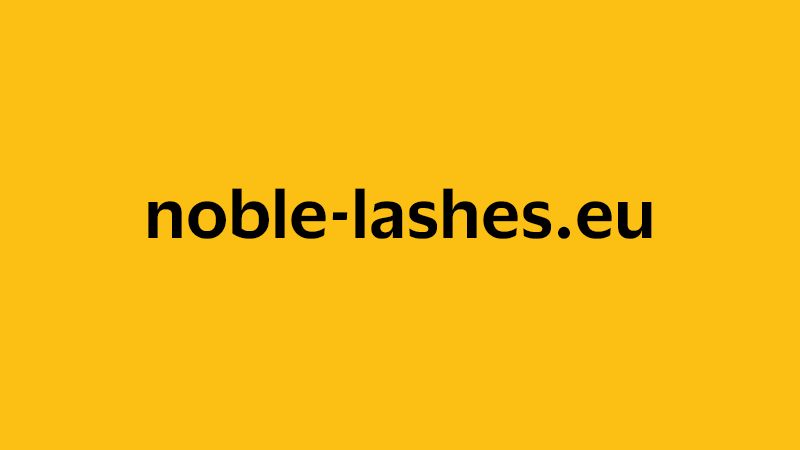 yellow square with company website name of noble-lashes.eu