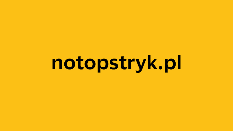 yellow square with company website name of notopstryk.pl