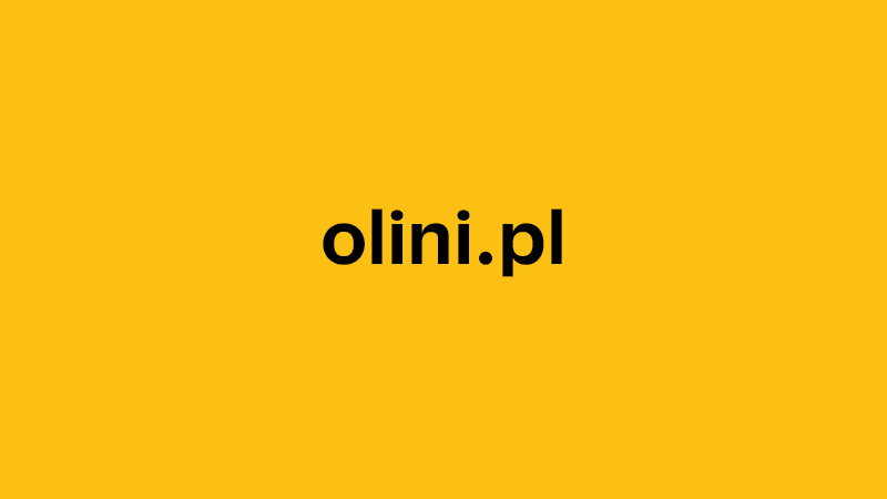 yellow square with company website name of olini.pl