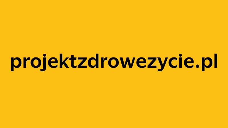yellow square with company website name of projektzdrowezycie.pl