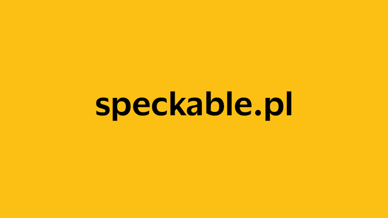 yellow square with company website name of speckable.pl