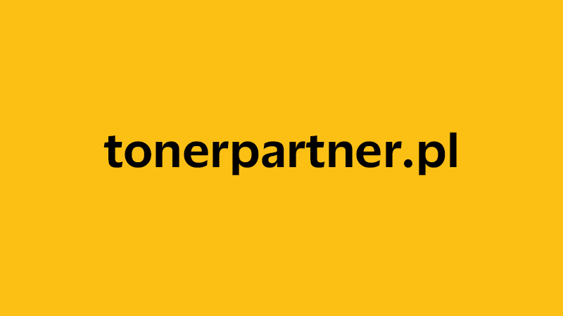 yellow square with company website name of tonerpartner.pl