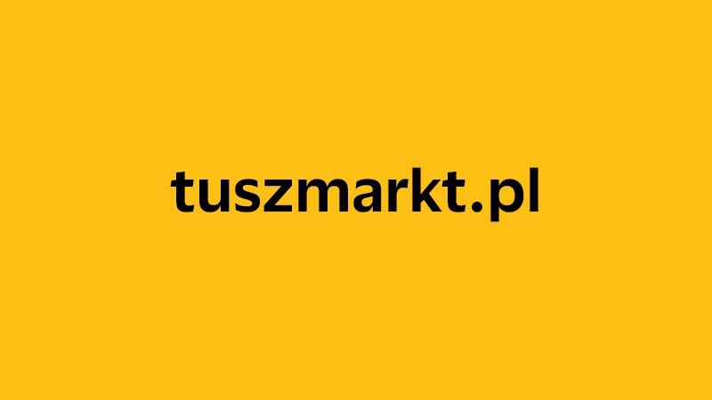 yellow square with company website name of tuszmarkt.pl