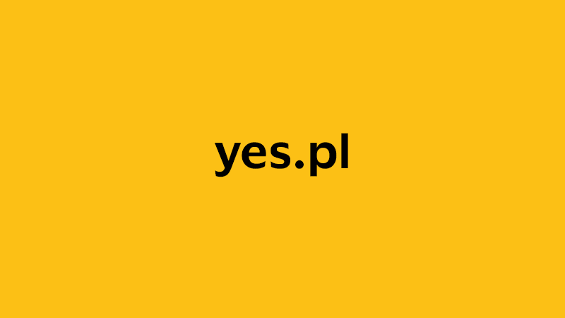 yellow square with company website name of yes.pl