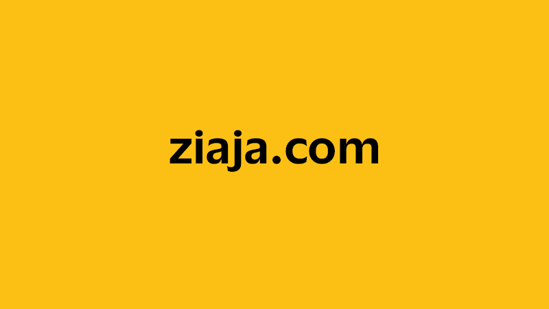 yellow square with company website name of ziaja.com
